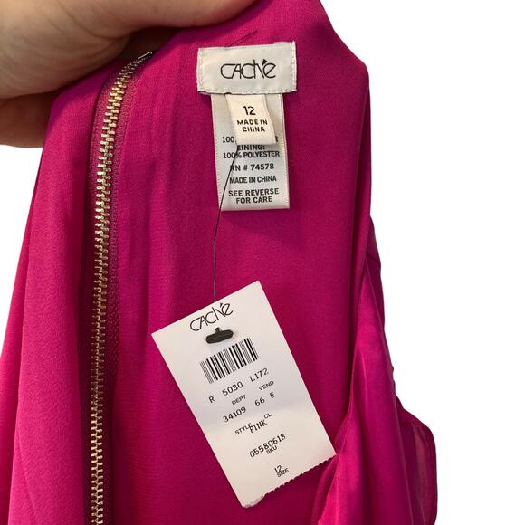 NWT Retro Cache Fushia Pink Split Sleeve Shift Knee Length Glam Dress Size 12 - Picture 6 of 15